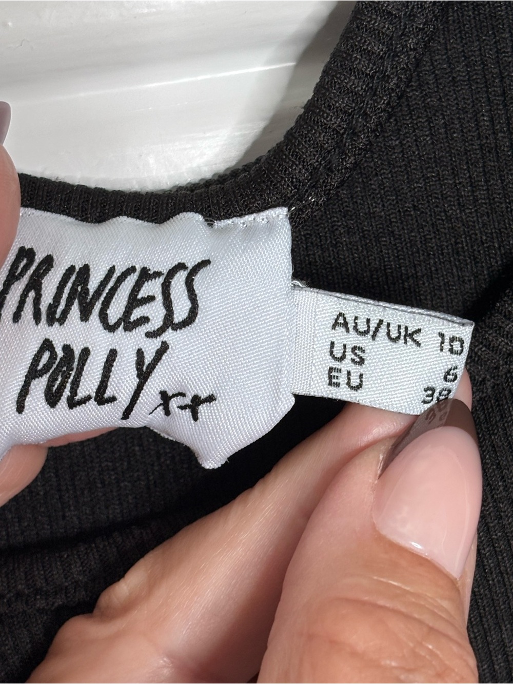 Princess Polly Black Ribbed High-Neck Tank sz 6 - Picture 2 of 9